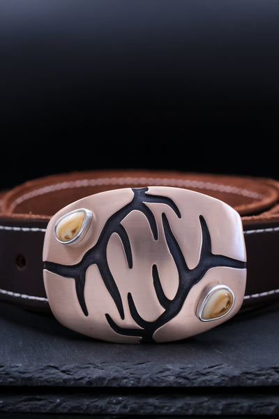 Elk Ivory Belt Buckle • Antlers – Hammered In The Mountains display picture 1