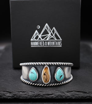 Elk Ivory and Turquoise Cuff – Hammered In The Mountains