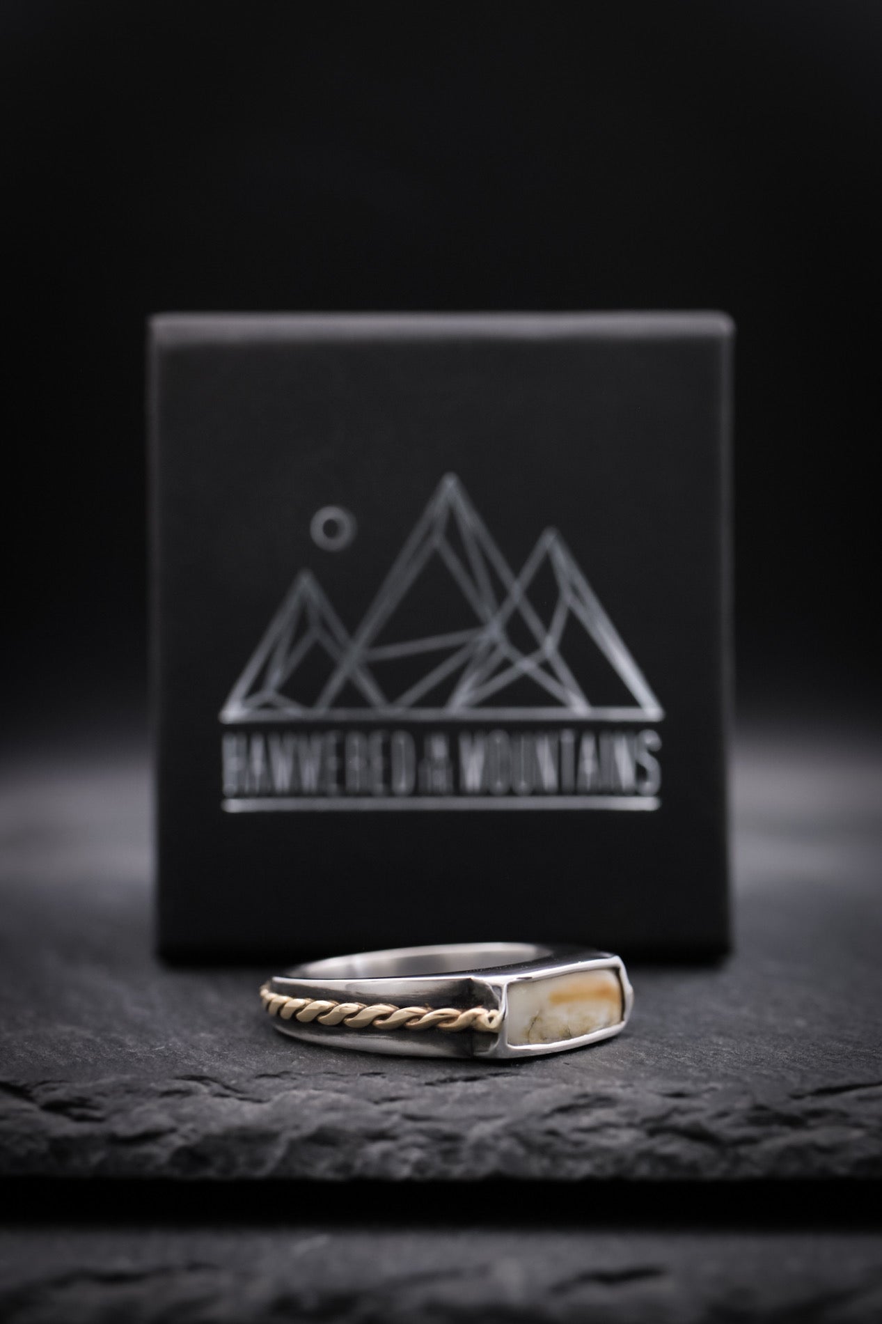 Men’s Signet Ring • Sterling Silver+14K Gold • Size 11