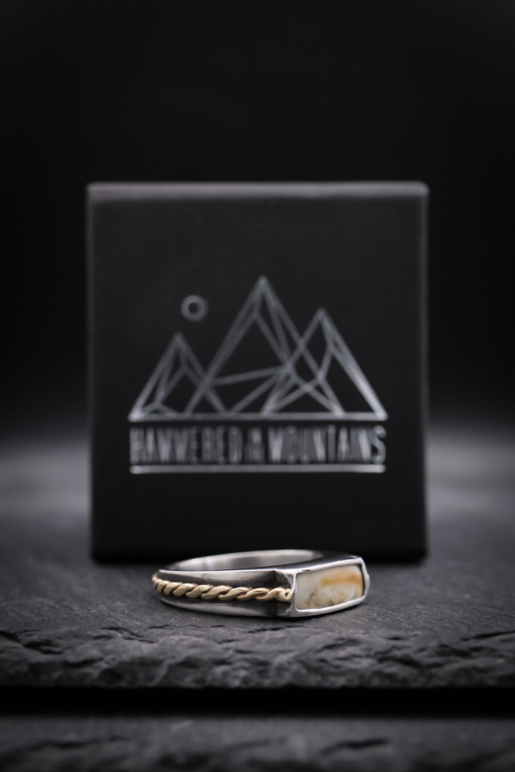 Men’s Signet Ring • Sterling Silver+14K Gold • Size 11