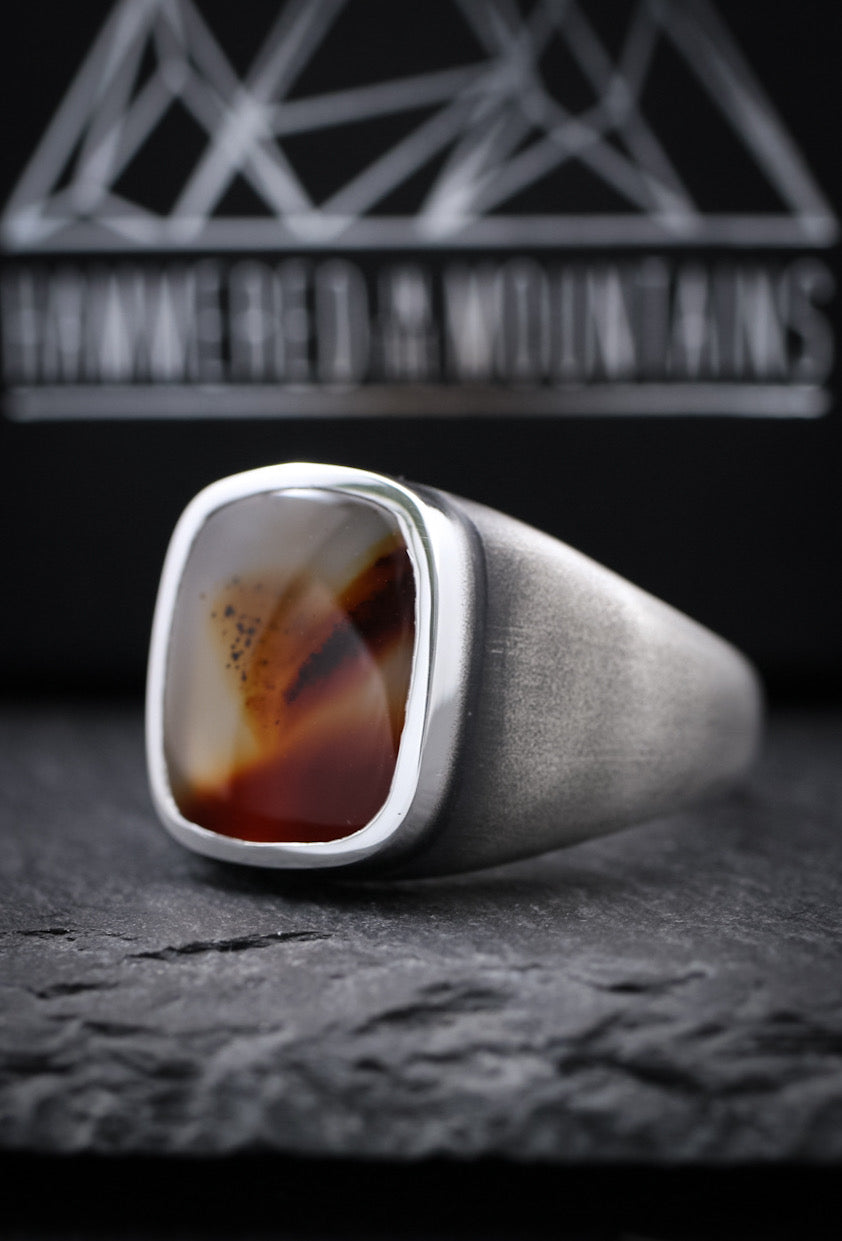Men’s Signet Ring • Montana Agate • Size 10 • Sterling Silver
