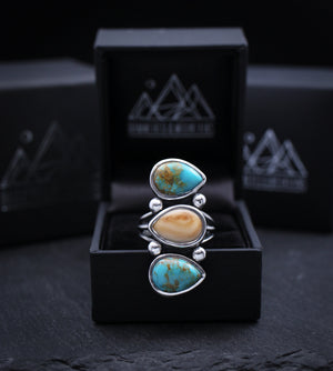 Elk Ivory and Turquoise Ring