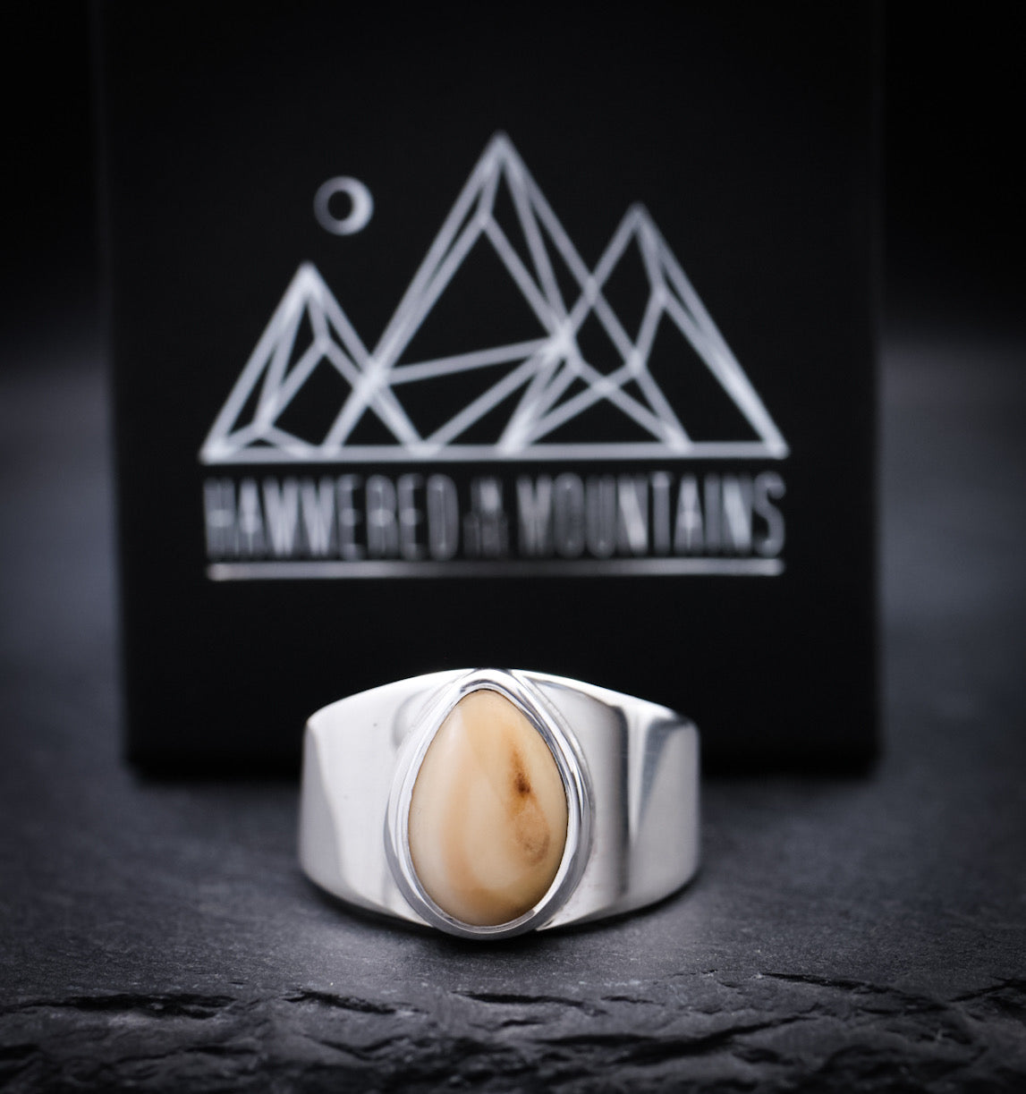 Men’s Elk Ivory Ring • Wedding Ring – Hammered In The Mountains