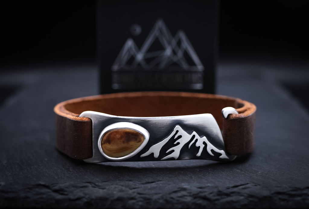 Men’s Elk Ivory and Leather Bracelet