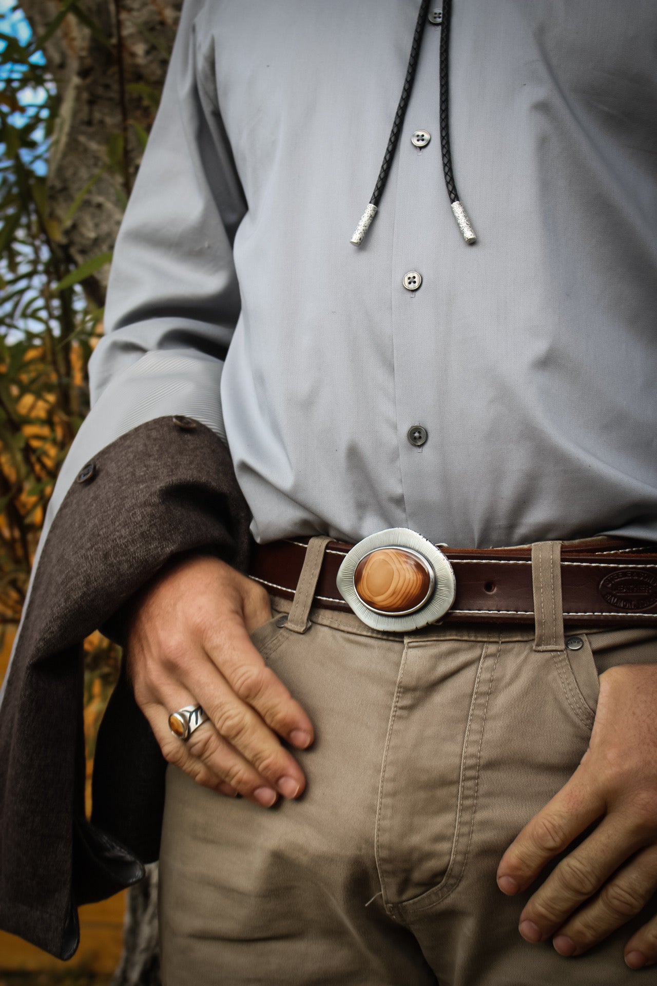 Men’s Belt Buckle • Bruneau Jasper • Sterling Silver
