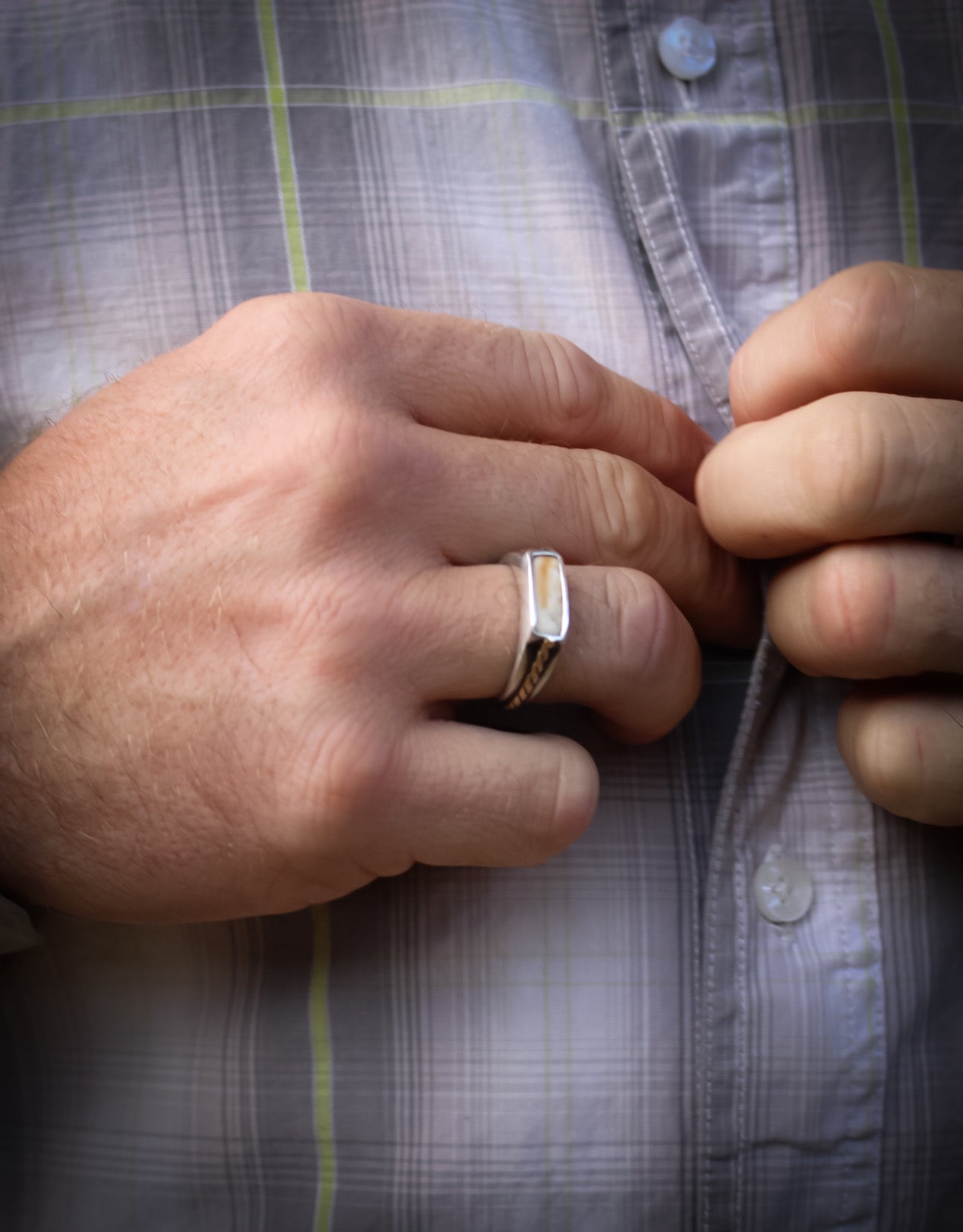 Men’s Signet Ring • Sterling Silver+14K Gold • Size 11