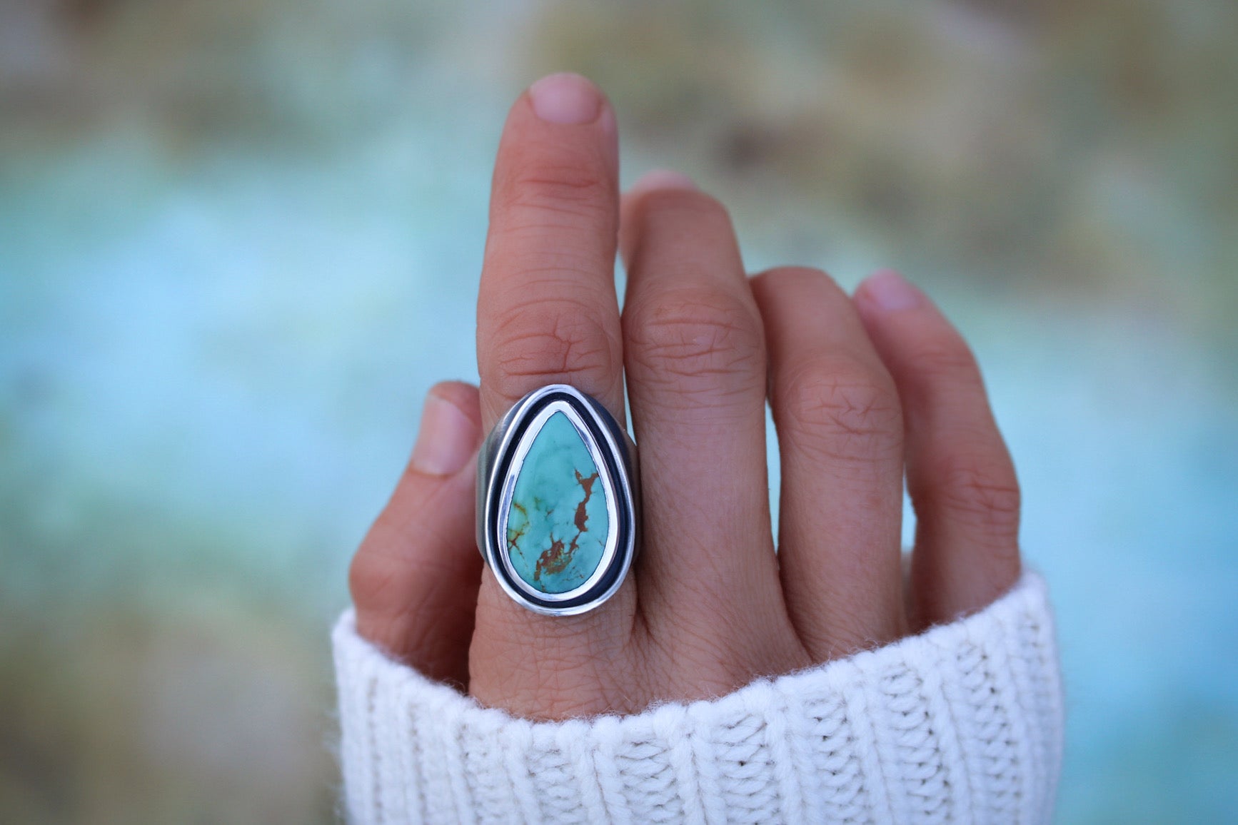 Saddle Ring • Royston Turquoise • Size 8.25 • Sterling Silver