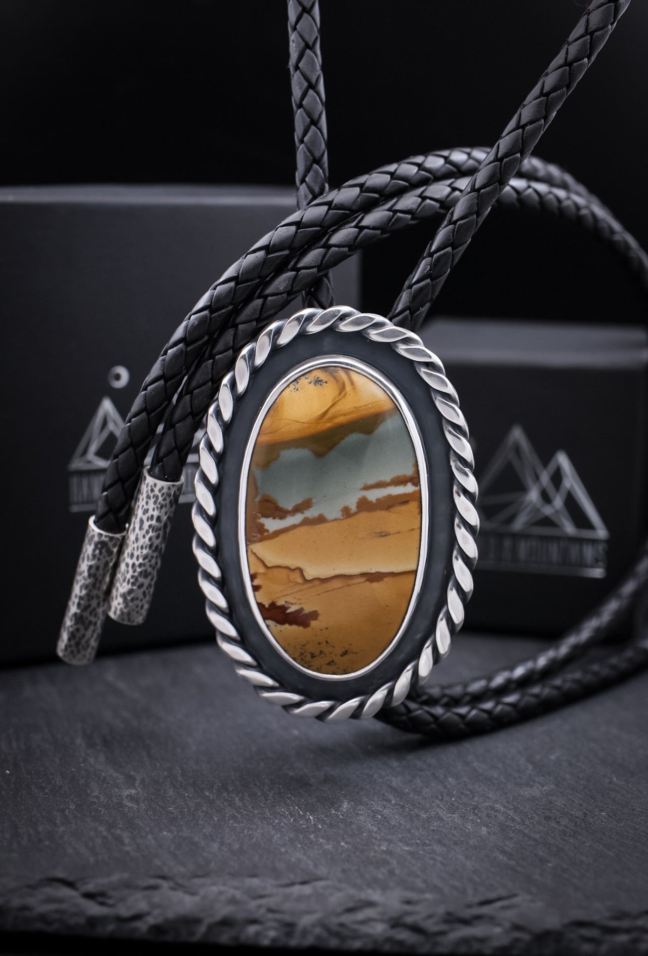 Men’s Bolo Tie • Owyhee Picture Jasper • Sterling Silver