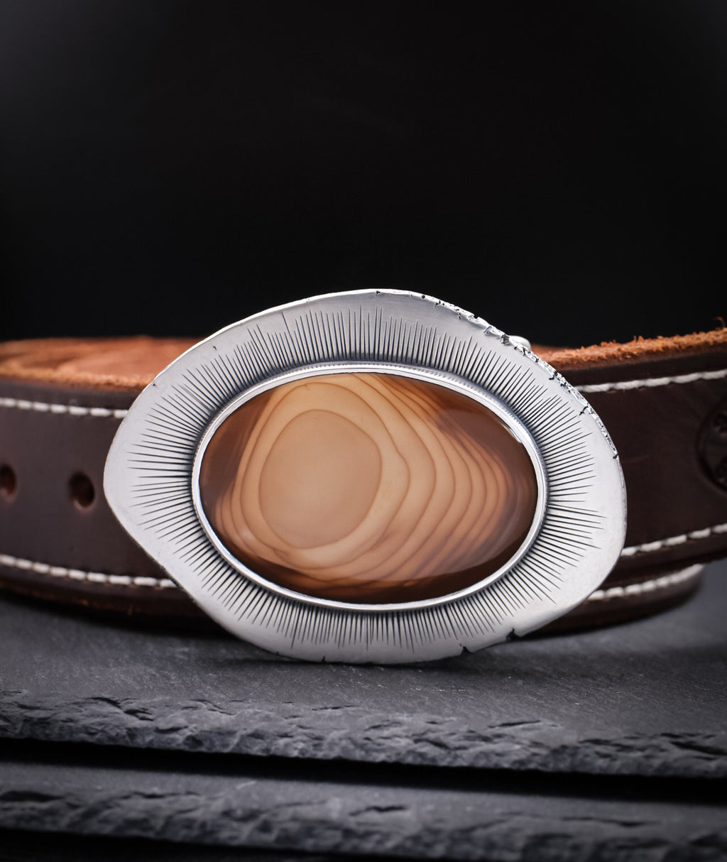 Men’s Belt Buckle • Bruneau Jasper • Sterling Silver