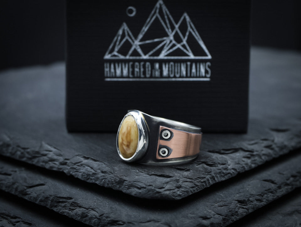 Men’s Elk Ivory Ring • Copper Overlay