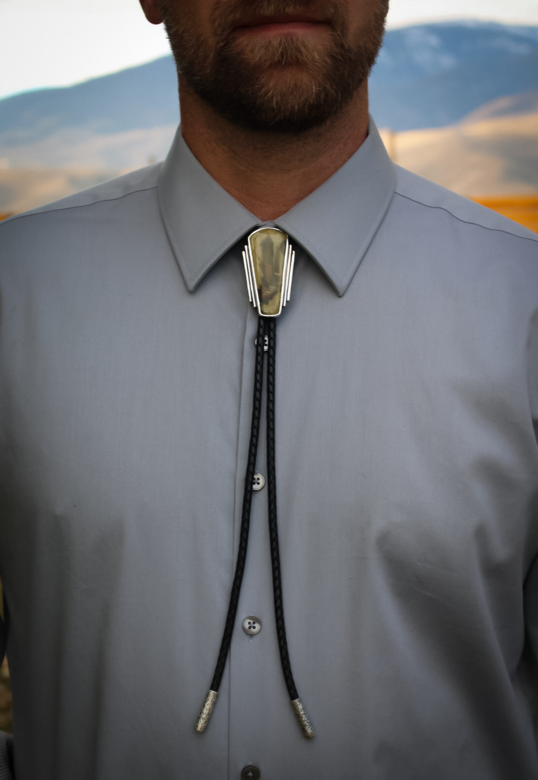 Men’s Bolo Tie • Willow Creek Jasper • Sterling Silver