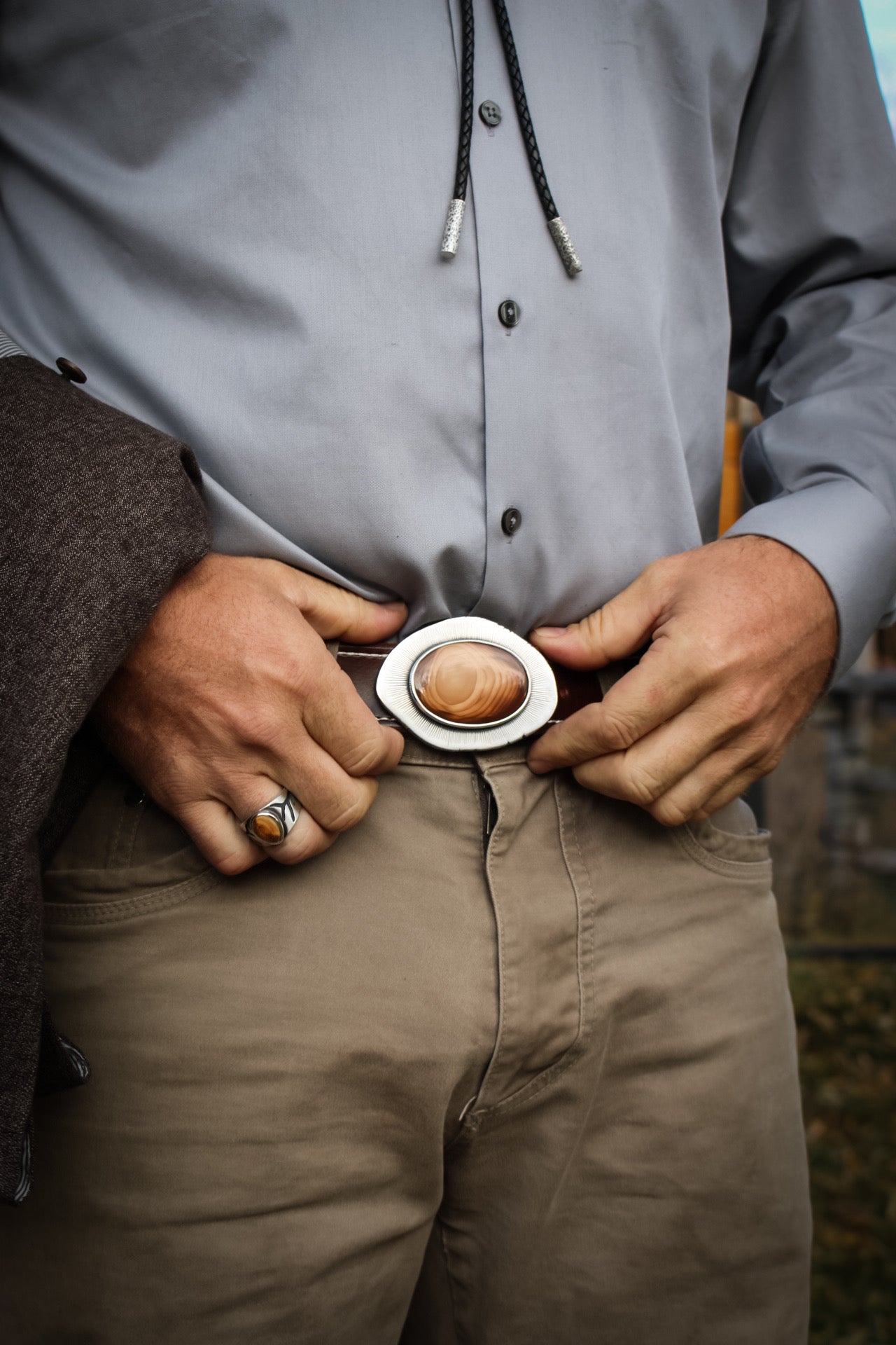 Men’s Belt Buckle • Bruneau Jasper • Sterling Silver