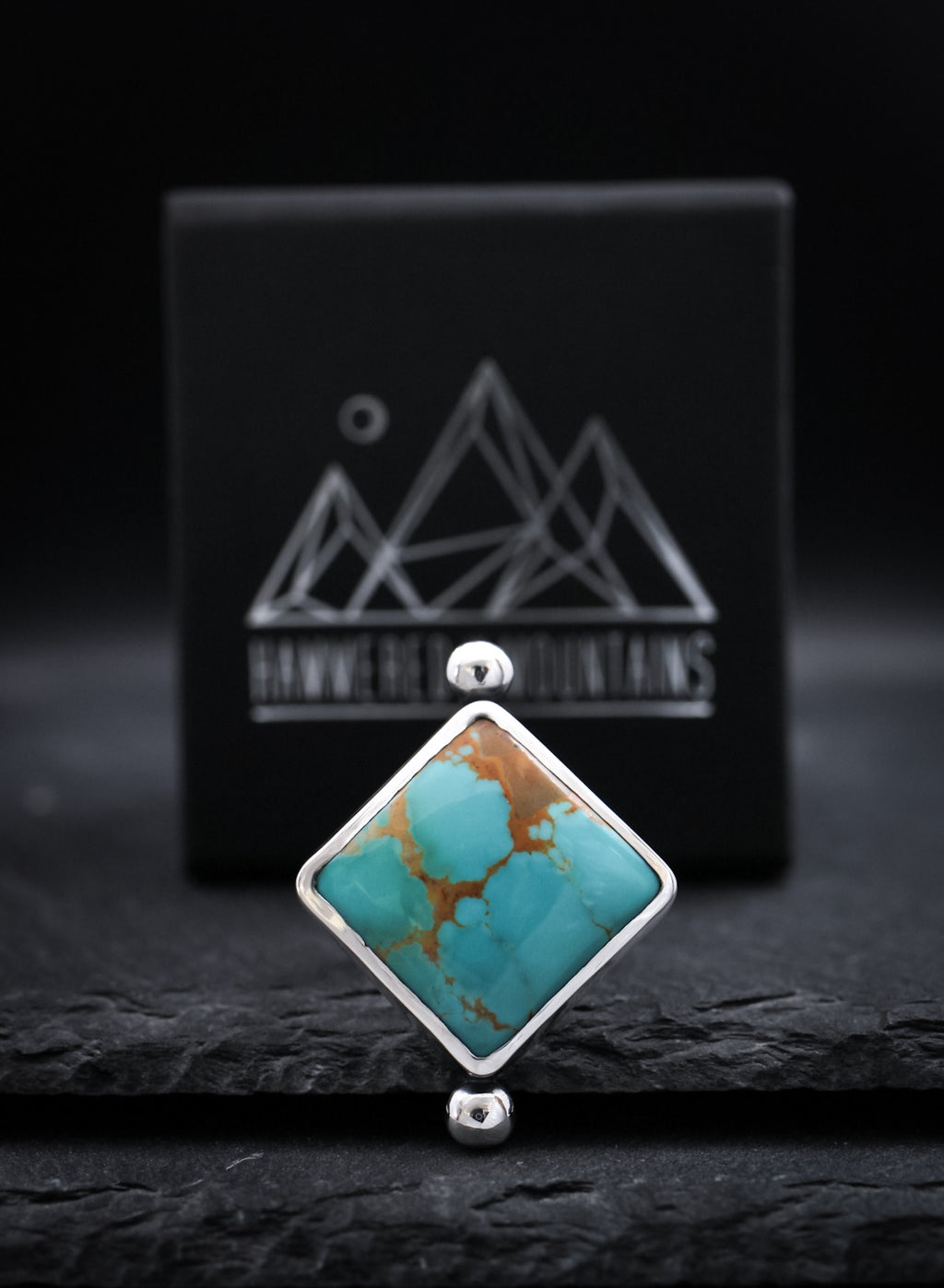 Royston Turquoise Ring • Split Shank Band• Size 7 • Sterling Silver