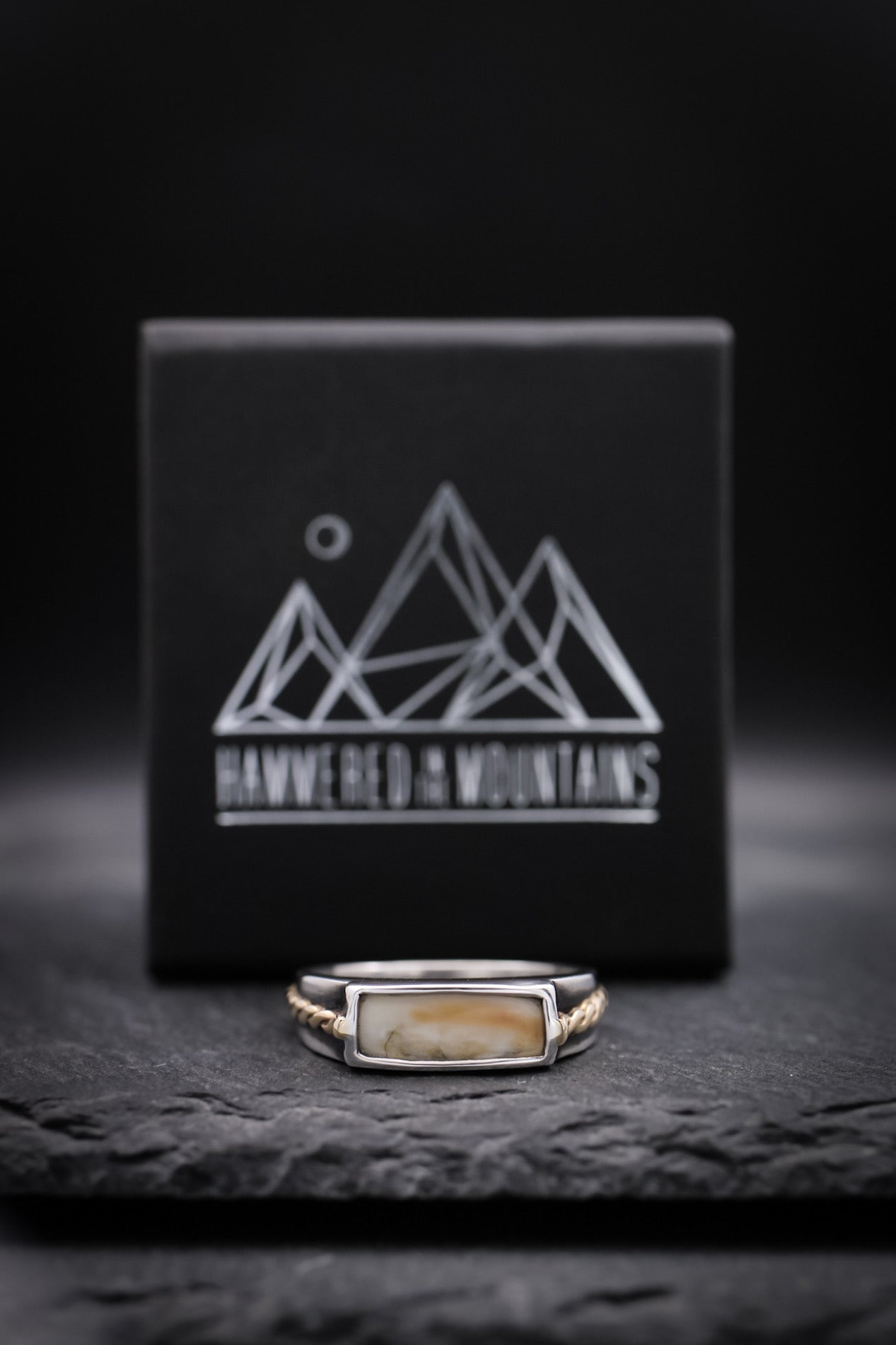 Men’s Signet Ring • Sterling Silver+14K Gold • Size 11