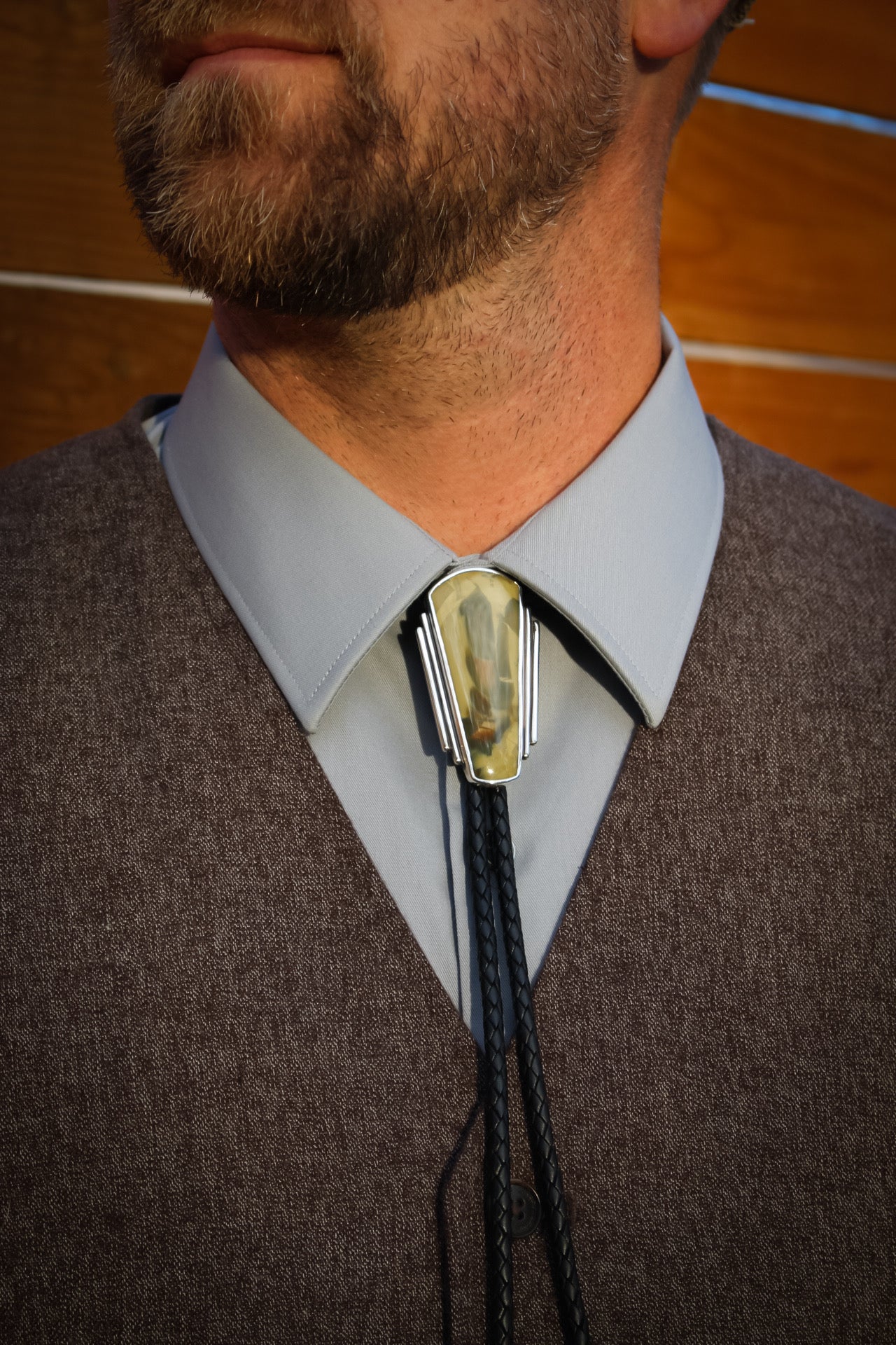 Men’s Bolo Tie • Willow Creek Jasper • Sterling Silver