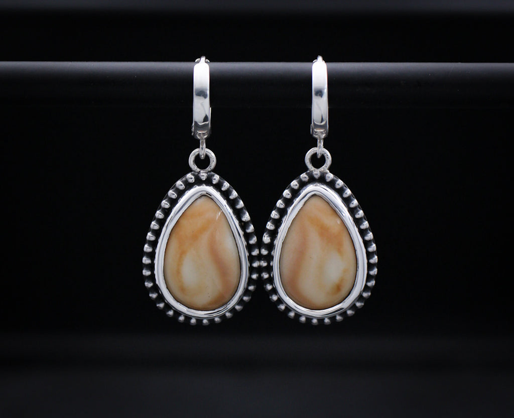 Elk Ivory Dangles OR Studs • Beaded Border