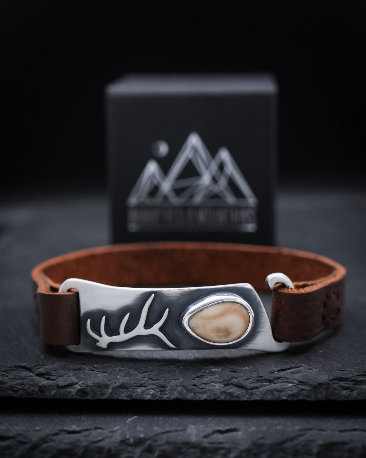 Men’s Elk Ivory and Leather Bracelet • Antler