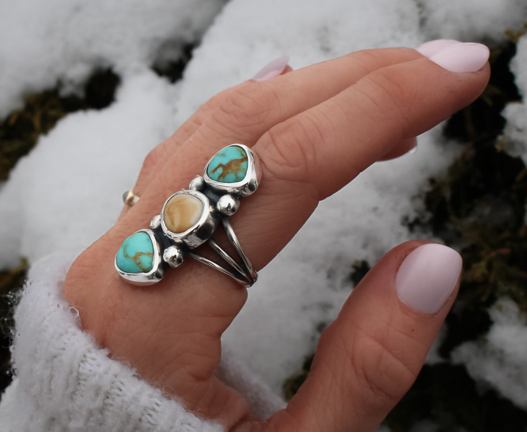 Elk Ivory and Turquoise Ring