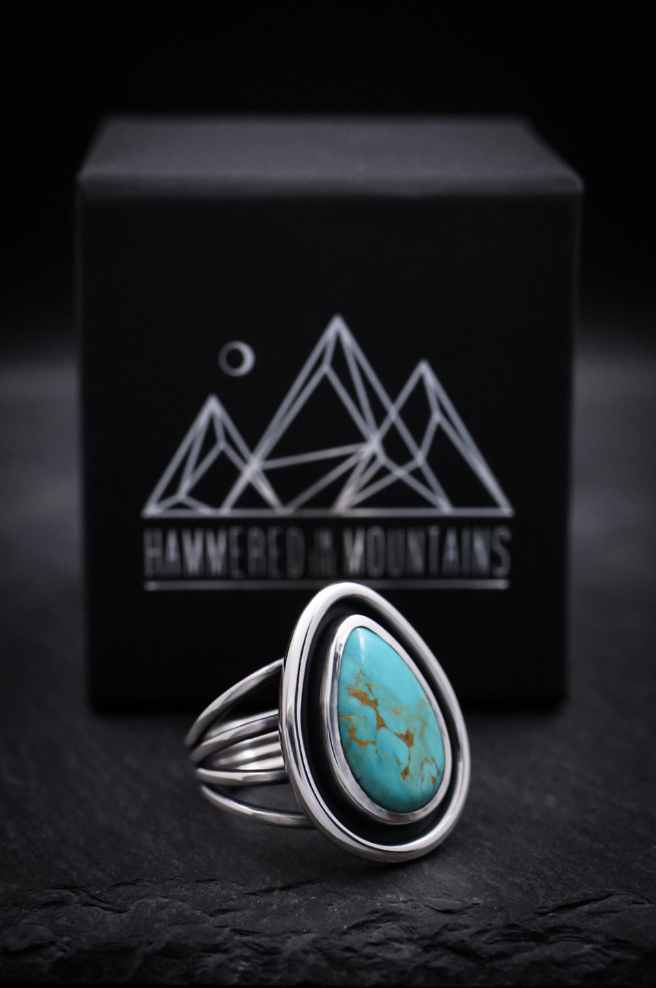 Shadowbox Ring • Quad Shank Band • Size 8 • Sterling Silver