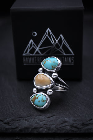 Elk Ivory and Turquoise Ring