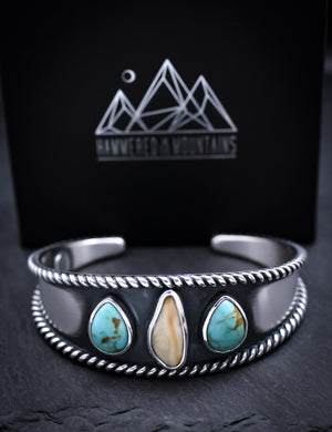 Elk Ivory and Turquoise Cuff