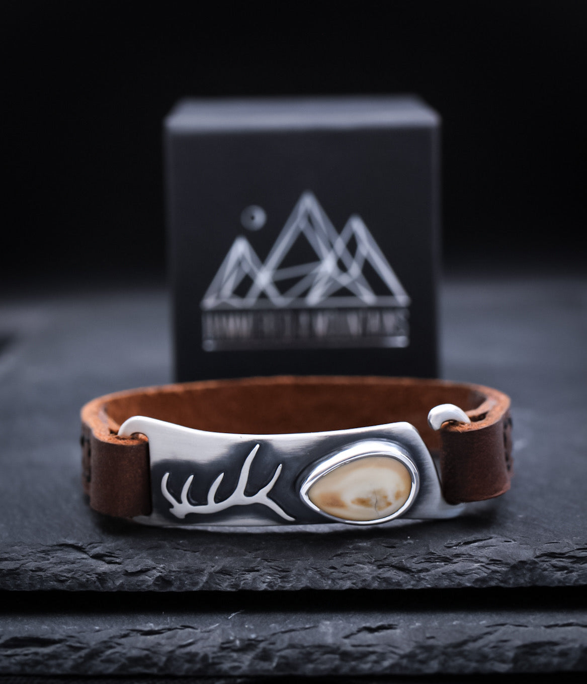 Men’s Elk Ivory and Leather Bracelet • Antler