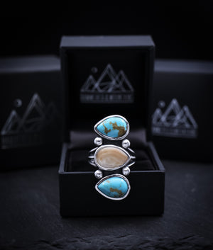 Elk Ivory and Turquoise Ring