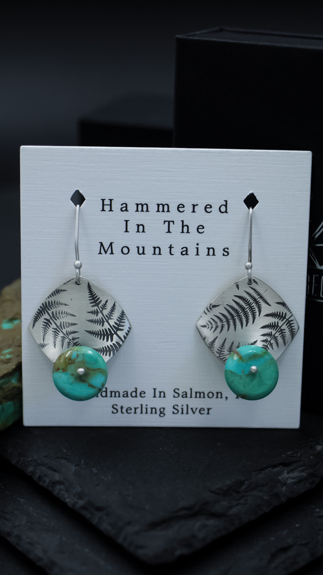 Ferns + Turquoise Earrings • Kingman Turquoise