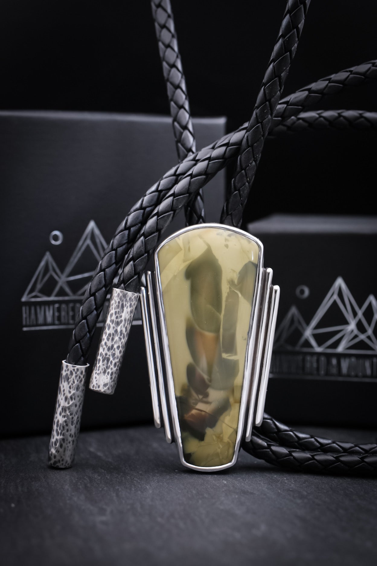 Men’s Bolo Tie • Willow Creek Jasper • Sterling Silver