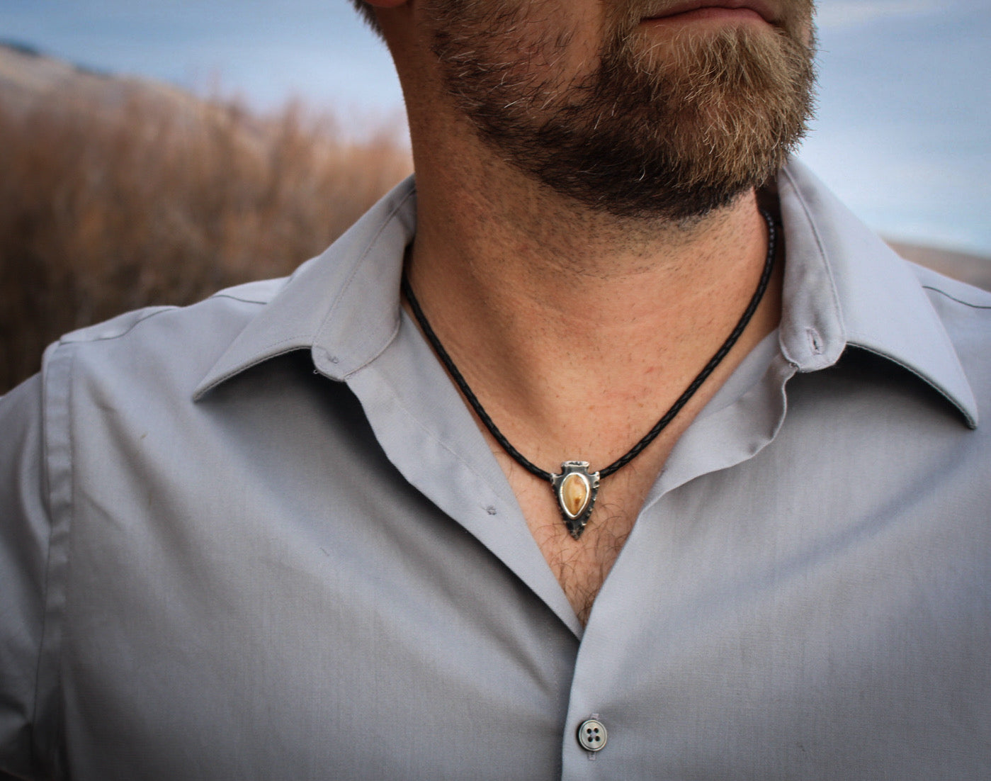 Men’s Elk Ivory Necklace • Arrowhead