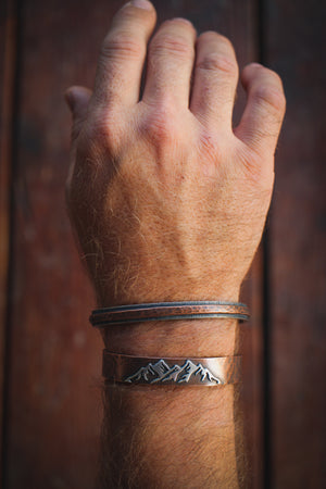 Men's Mountain Cuff • Sterling Silver + Copper • SIZE MEDIUM • (Sterling Silver lined on inside)