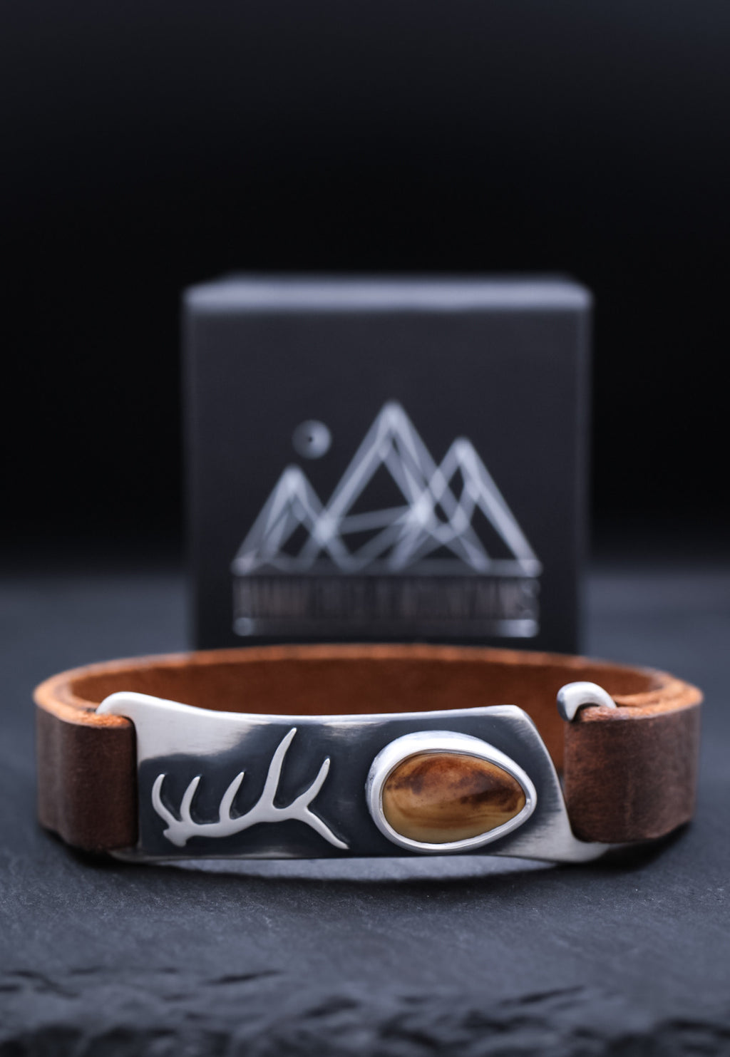 Men’s Elk Ivory and Leather Bracelet • Antler