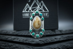 Elk Ivory and Turquoise Ring