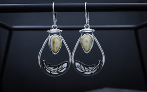 Elk Ivory Feather Dangles