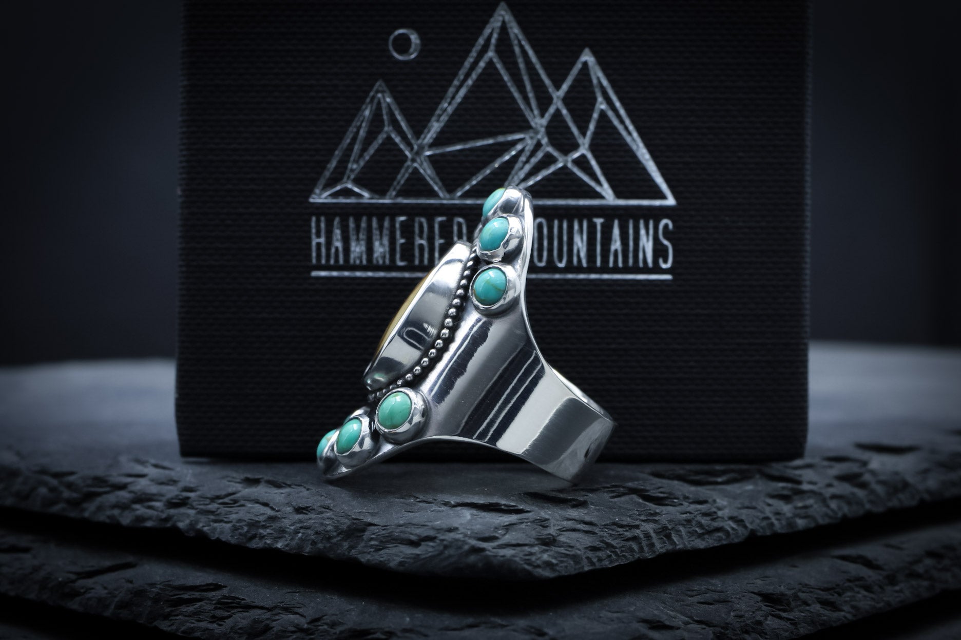 Elk Ivory & Turquoise Saddle Ring