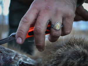 Men's Elk Ivory Bowhunter Ring • 14K Gold Rope